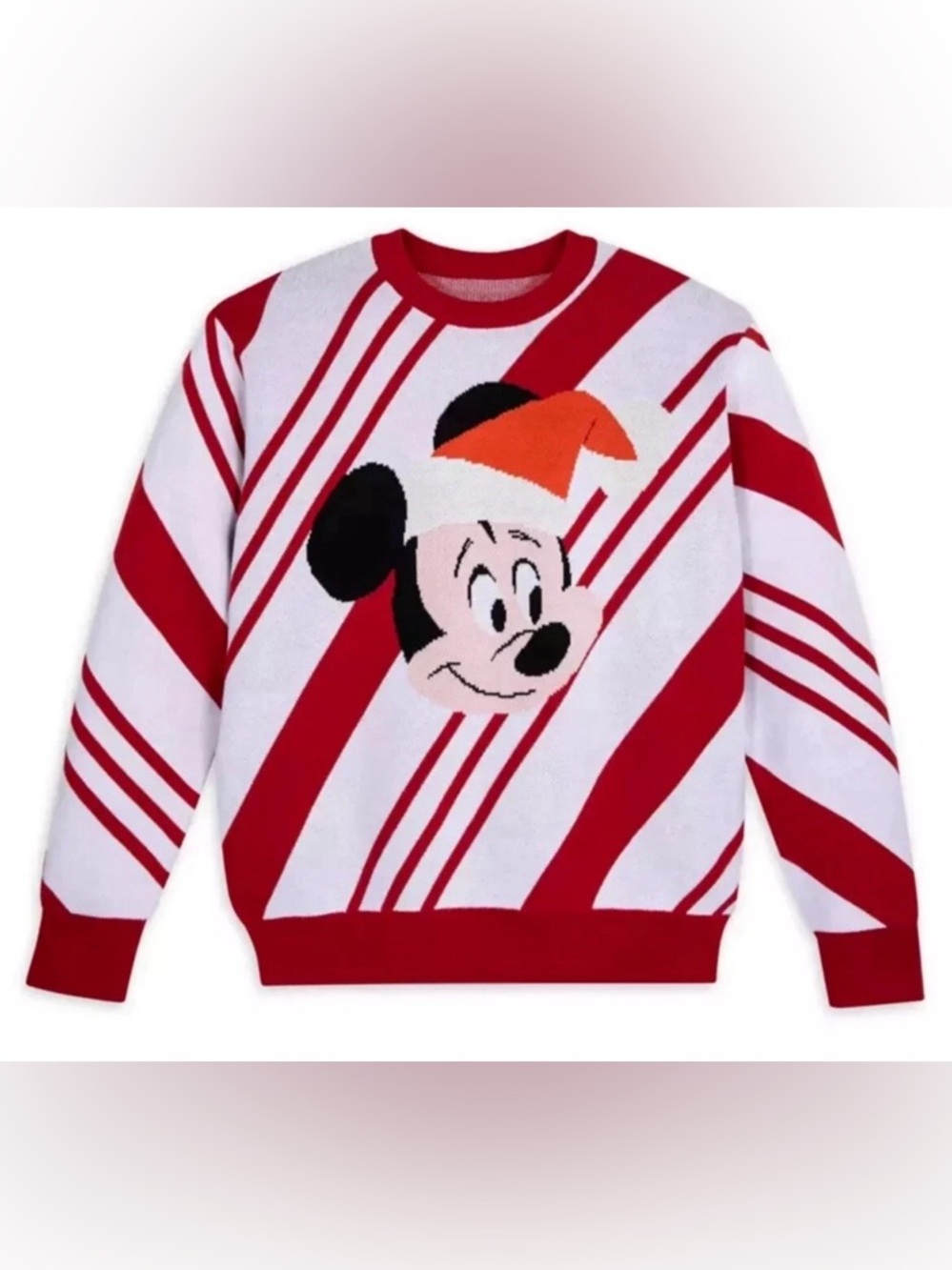 DISNEY PARKS STRIPPED SANTA MINNIE MOUSE HOLIDAY CHRISTMAS SWEATER ADULT LARGE